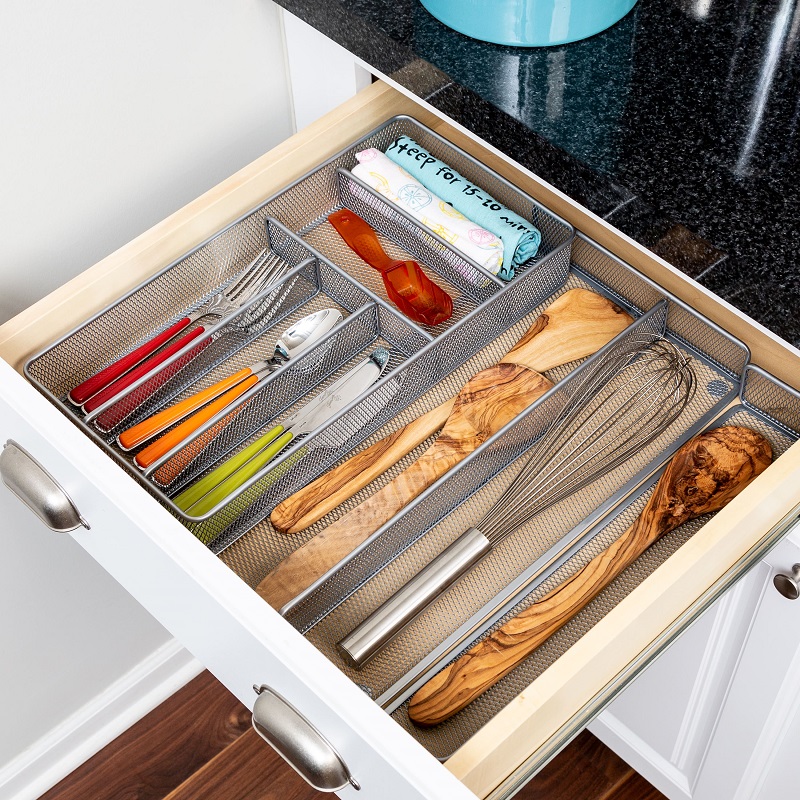 silver 2 drawer mesh organizer