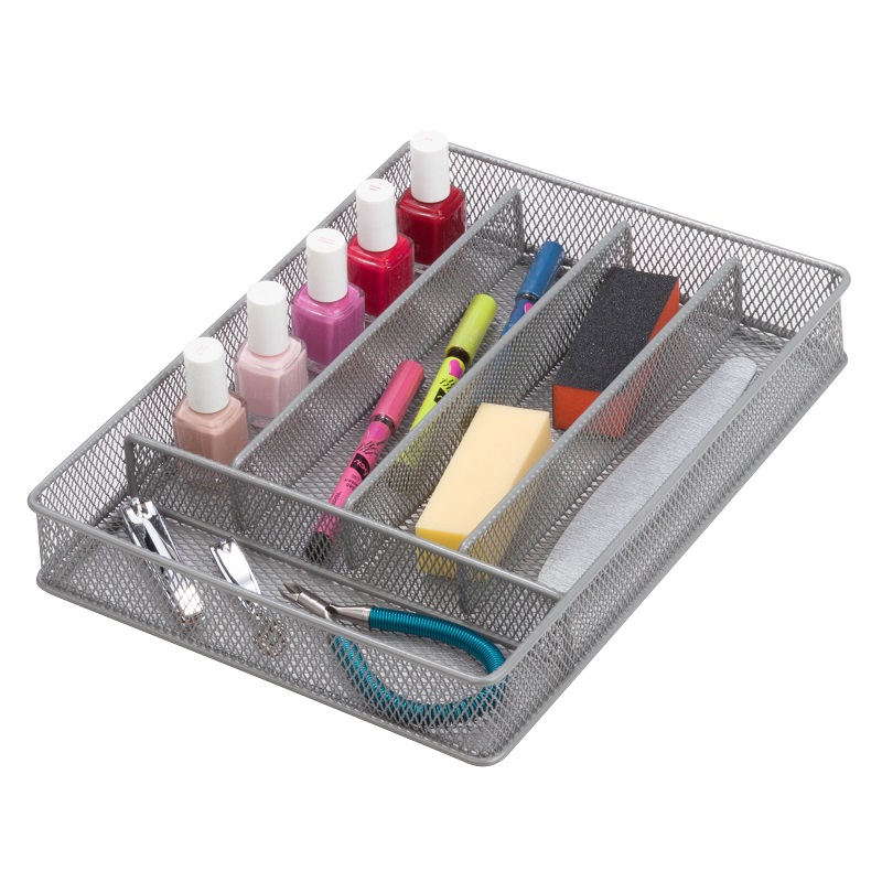 silver 2 drawer mesh organizer