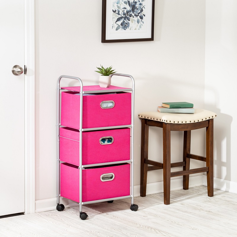 pink 3 drawer organizer