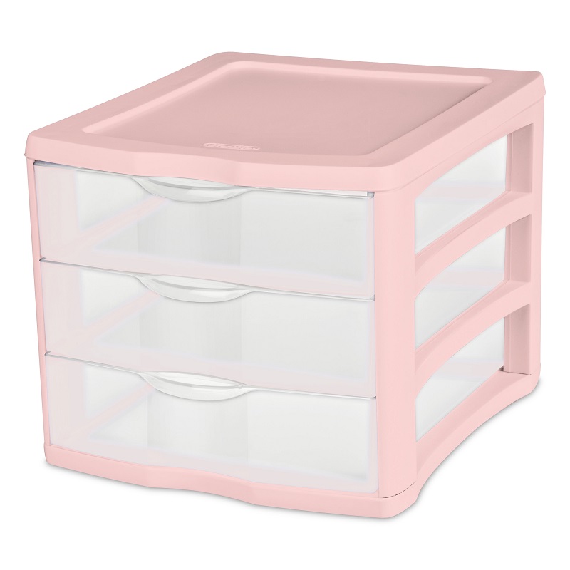 pink 3 drawer organizer