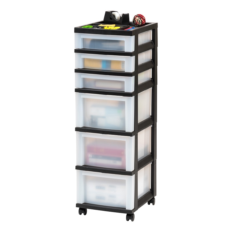 iris 4 drawer cart with organizer top and casters