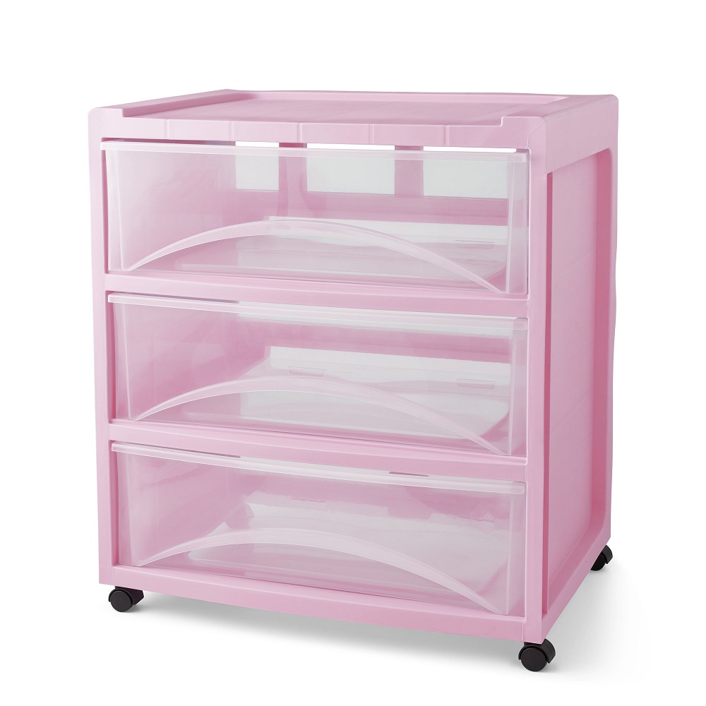 pink 3 drawer organizer