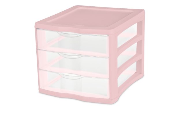 pink 3 drawer organizer