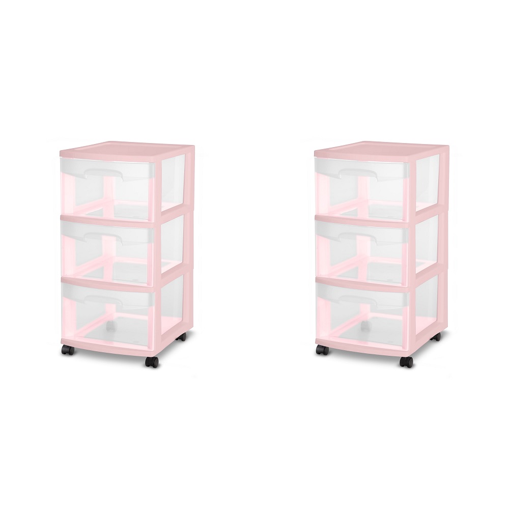 pink 3 drawer organizer